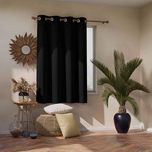 AmeliaHome - Tenda Blackout 140 x 175 cm, colore: nero, 1 pezzo, con occhielli, decorazione per finestre