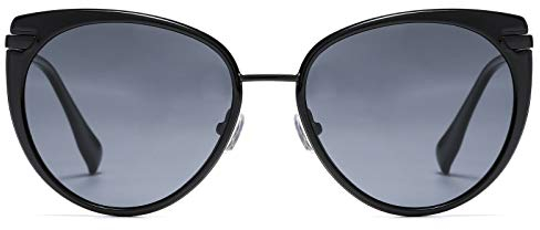 DUCO Diamant Trim Stil Sonnenbrille für Frauen polarisierten UV-Schutz Retro Designer Sonnenbrille DC1222 (Schwarz Grau)
