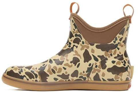 Xtratuf 6” Men’s Ankle Deck Boot - Size 12, Duck Camo - Lightweight, 100% Waterproof Rubber Footwear - Non-Marking, Slip-Resistant Outsole - Moisture-Wicking Liner
