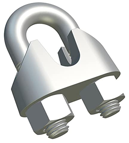 M8 Wire Rope Cable Clip Clamp Grip - U Bolt Saddle Zinc Plated Alloy Steel Fastener for Rigging and TensioningRopes Wires 8mm Certified Standard DIN741 (18 Pieces)