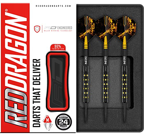 RED DRAGON Nirvana 24 Gram Professional Tungsten Darts Set with Flights and Stems