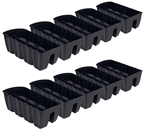 PAFEN 10 jardineras colgantes – 58,5 x 28,5 x 20,5 cm – Macetas para balcón, barandilla, antracita