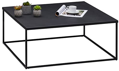IDIMEX Couchtisch HILAR 80 x 80 cm aus pulverbeschichtetem Metall in schwarz. Sofatisch in modernem Design mit robuster Oberfläche.