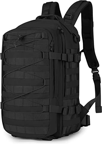 HUNTVP 20L Taktischer Rucksack Militär Daypack Wasserabweisend MOLLE Klein Reiserucksack Bundeswehr Sportrucksack Radrucksack für Herren Damen Fitness Radfahren Outdoor, Schwarz