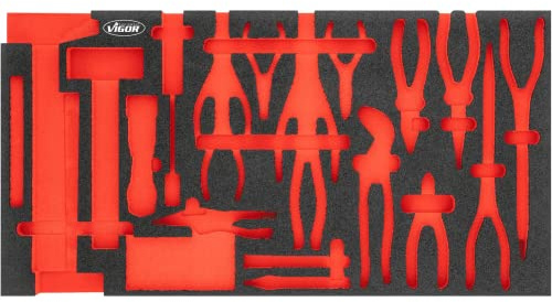 VIGOR Weichschaumeinlage, leer, V5638N-L, 2K Weichschaumeinlage, Höhe 35 mm | Länge 750 mm, Breite 393 mm, Höhe 35 mm, 205 g, L x B x H: 750 mm x 393 mm x 35 mm, 2K Weichschaumeinlage