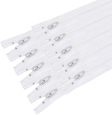 MARARDI [Packung 10] Reißverschlüssen [Weiß] Nylon [18 cm] Nähen und Basteln zum Kleidung Taschen Stoff für Nähmaschine Patchwork Plastik Baumwolle Zipper mit Metallreißverschluss