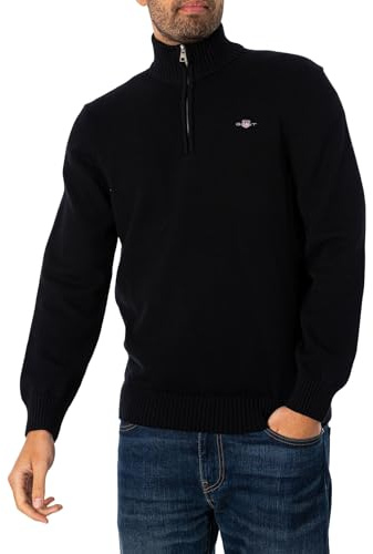 GANT Herren Casual Cotton Halfzip Pullover, Schwarz, 3XL EU