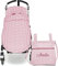 Conjunto de Saco Silla de paseo Universal + Bolso Panera Personalizada – Conjunto Saco Universal + Talega o bolsa para carrito bordada con nombre – Vichy Rosa maquillaje – Nenel