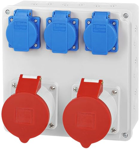Baustromverteiler Wandverteiler 2x 16A 5-polig 400V CEE 3x 230V Bals Schuko Steckdosen IP65