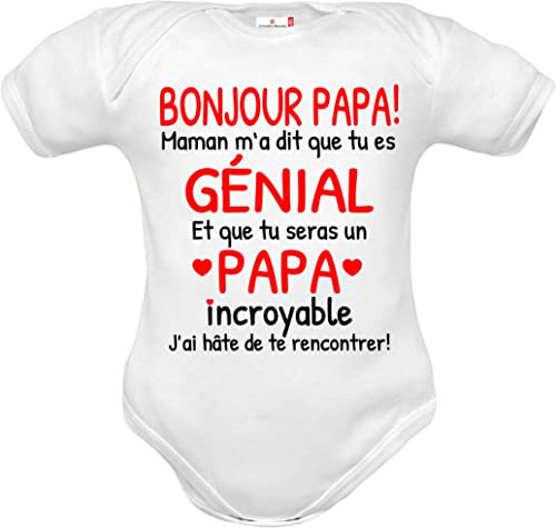 body bébé papa magnifique et fantastique maman magnifique et merveilleux cadeau de naissance, Body papa manche courte, 3-6 mois