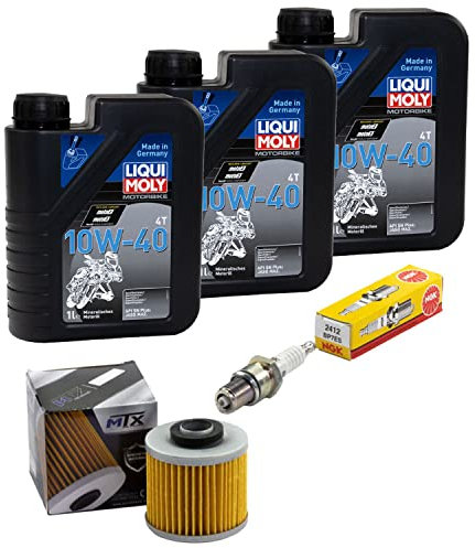 Wartungspaket Öl 3L + Ölfilter + Zündkerze für Yamaha XT 500 XT500 1U6 Baujahr 1976-1989
