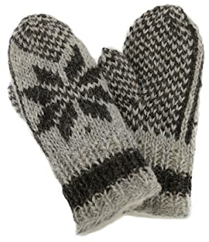 Hollert Handgestrickte Fausthandschuhe Bernie gefüttert Merinowolle Stern Anthrazit Fäustlinge