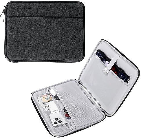 MoKo Housse de Protection Tablette 13 Pouce Compatible avec 13 iPad Pro M4 2024 OLED, 13 iPad Air M2 2024, iPad Pro 12.9 M2 2022/2021/2020/2018, Sacoche Manche avec Multiples Compartiments,Noir&Gris