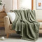 Sherpa Throw Blanket,Cable Pattern Decorative Soft Cozy Blanket for Couch Sofa,Light Weight Fleece Warm Throw Blanket for Bed,Olive Sage Green,152 x 203 cm