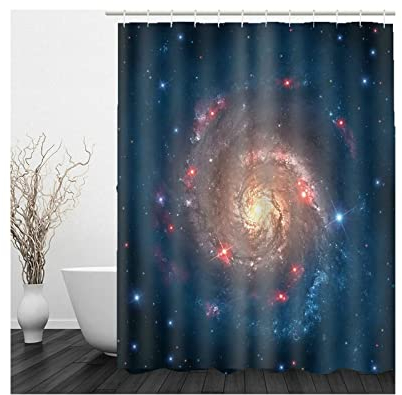 Whoiy Duschvorhang 120X180 Retro, Duschrollo für Dusche Polyester Duschvorhänge Universum Dunkelblau für Outdoor Hotel