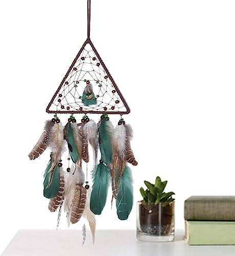 Decorhome Dreieck-Traumfänger | Traumfänger-Wanddekoration mit natürlicher Feder,Feder-Dreieck-Traumfänger, dekorativ, geheimnisvoll für Schlafzimmer, Kinderzimmer
