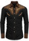 Costume d'Halloween pour Homme - Chemise en Jean Western Décontractée à Manches Longues - T-Shirt Coloré en Coton à Boutons, Noir, XXL