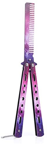 Combing Brush for Men and Women Comb Comb Fold Foldable Comb Stainless Steel Beard Brush Drifting Training Butterfly Knife Combing Salon Hairdressing Tools Barber Comb Comb for Curly Hair (Color : G