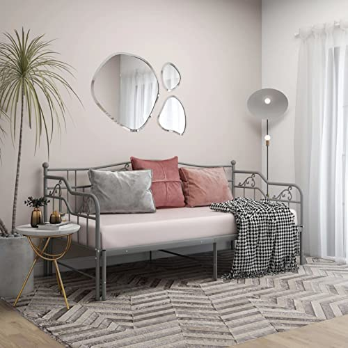 Festnight Schlafsofa Schlafcouch Tagesbett ausziehbar bettsofa Sofabett Ausziehsofa ausziehbares Metallbetten Doppel-Bett Grau 2X(90x200) cm