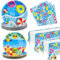 Beach Ball Birthday Party Supplies Serve 40 - 122Pcs Plates Napkins Tablecloth for Hawaiian Aloha Luau Beach Pool Barbecue Party Beach Ball Happy Birthday Party Favor Supplies