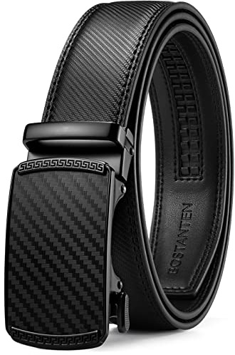 BOSTANTEN Automatik Gürtel Herren, 35mm Breit Ratsche Ledergürtel für Anzug | ohne Löcher, zuschnittbar zum Anpassen, Präzise Anpassung, Schwarz, für Business, Jeans & Freizeit, Geschenkbox