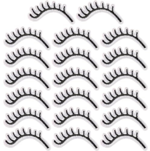 Stickerei-Patch 20 Stück lustige Wimpern-Applikation zum Aufbügeln oder Aufnähen dekorativer Reparaturflicken für Kleidung Hut Tasche DIY-Zubehör