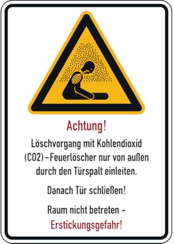 Dreifke® Aufkleber | Warnschild, Kombischild, Löschvorgang durch Türspa - 148x210 mm Folie selbstklebend
