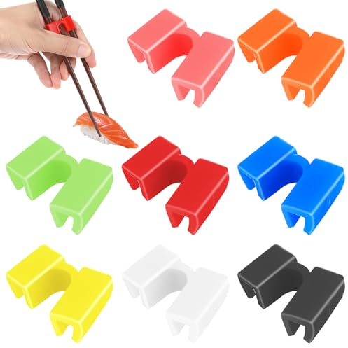 Chopstick Helpers for Beginners, Mabor 8 Pairs Training Chopstick Hinges Reusable Connector Multicolor Training Chop Sticks Easy Use for Adults, Kids, Beginner, Trainers or Learner