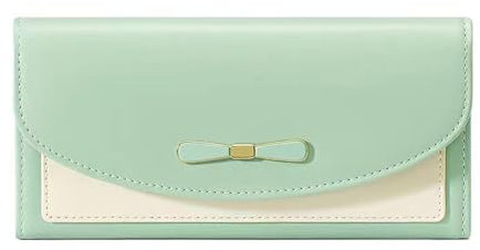 EIOYUMY Damen-Geldbörse mit langer Hand, vielseitiges Lederarmband für Damen, multifunktionale Münzbörse, farbige Geldbörse, Damen-Geldbeutel, Grün , Large, Western