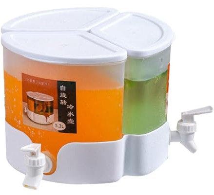iFutniew Máquina giratoria para de Agua fría con Compartimento para frigorífico, depósito de Agua fría, Zumo Dividido (5,2 L)