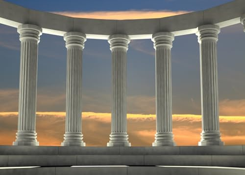 CORFOTO 7x5ft Greek Marble Pillars Backdrop Acropolis Ancient Ruin Site Backdrop Greece Landmark Building Photography Background Ancient Ruins Temple Historical Building Travel Portraits Photo