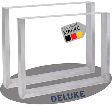 DELUKE® Tischbeine Metall CERMO Silber | 72x80cm HxB | 2er Set | inkl. Schrauben + Bodenschoner | Tischgestell Tischkufen 2 Stück Tischbein für Holztisch Esstisch Schreibtisch Sitzbank