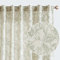 TOPICK Gardinen Leinen Vorhänge Blumen Bedruckt Wohnzimmer Gardine mit verdeckten Schlaufen Curtains Living Room für Schlafzimmer Landhaus Tür 2er-Set Grün auf Beige 140B x 210H(cm)