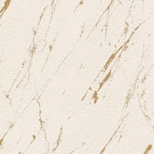 Giacomo M1-No.11042 Marbre Papier peint intissé Beige Doré 10,05 m x 0,53 m