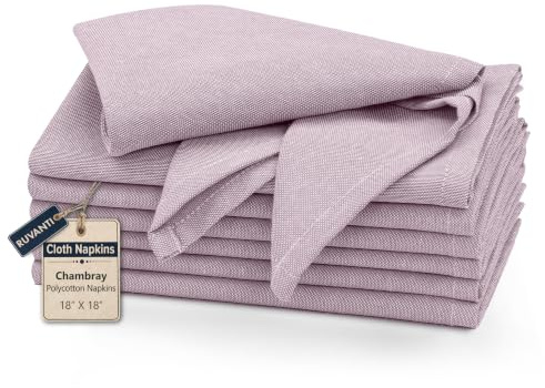 Ruvanti Stoffservietten, 45,7 x 45,7 cm, Wiederverwendbare Servietten, waschbar, weich und langlebig, Tischservietten, Polyester-Baumwollgewebe, Dinnerservietten für Partys, Weihnachten, Thanksgiving