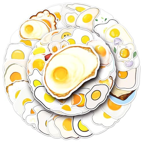 Egg Stickers for Laptop (50 PCS),Gift for Children Teens Adults Girl Boys,Waterproof Stickers for Water Bottle,Egg Vinyl Stickers for Scrapbook,Skateboard,Bike,Phone,Dairy