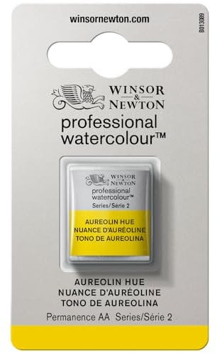 Winsor & Newton 0101417 Professional Watercolour - Aureolin Farbton, 1/2 Napf - Aquarellfarbe, lebendige Farben in Künstlerqualität, hohe Farbbrillanz & Leuchtkraft, lichtecht