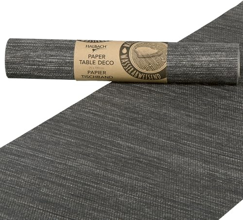 Halbach Papier-Tischband, 25 cm x 1,80 m, dunkelgrau | Tischläufer mit wasserabweisender Imprägnierung, wasserfest und abwaschbar, für Tischdekoration im Freien geeignet