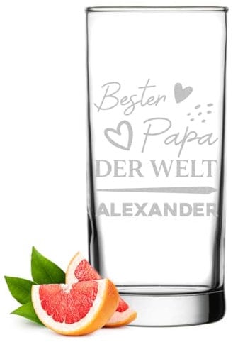polar-effekt Longdrinkglas 485 ml mit Gravur Bester Papa der Welt - Geschenk zum Vatertag und Geburtstag - Trinkglas für Männer - Glas für Bier, Gin, Wasser und Saft
