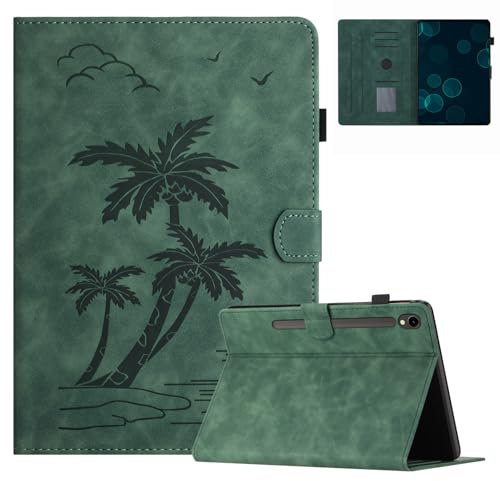 Coque pour Samsung Galaxy Tab S8 2022/ S7 2020 11 Pouces Housse de Protection Multi-Angles Étui en Cuir PU avec Fente pour Carte, Auto Réveil/Sommeil, Vert