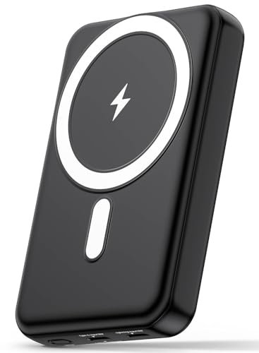 Wasuka Magnetic Power Bank, 10000mAh Fast Charging PD 20W Portable Charger Compatible with Magsafe Battery Pack, Wireless Power Bank with USB-C Input & Output for iPhone 16/15/14/13/12 Series