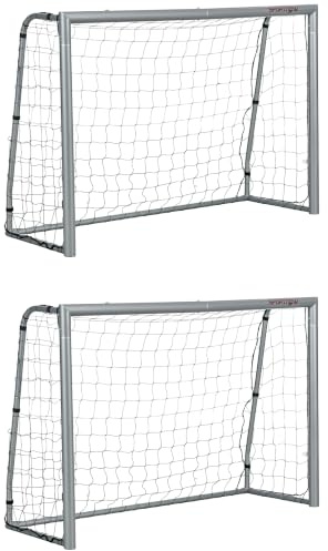SPORTNOW Football Goal, Football Net for Garden, Training Goal with Ground Stakes, Steel Frame