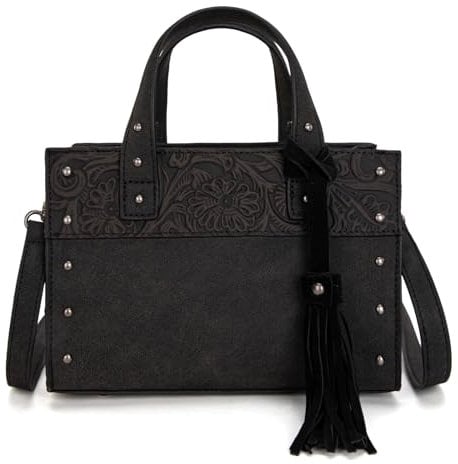 Wrangler Umhängetasche mit Fransen, für Damen, Western-Umhängetasche, Handtasche, Schwarz 102, Medium