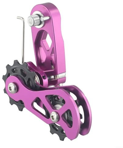 Singlespeed Fahrradkettenspanner für 8-Gang-Ketten bis zu 12 Gänge, Fahrradkettenführung, doppelte Riemenscheibe, Kettenspannungseinstellung, Single-Converter