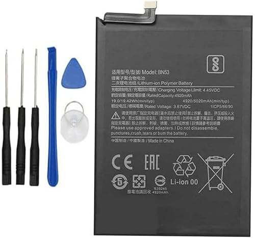 Bestome Ersatz Akku Kompatibel mit BN53 Mi Note 9 Pro M2003J6B2G M2003J6B1I Note 10 PRO M2101K6G with Toolkit 3.87V,5020mAh