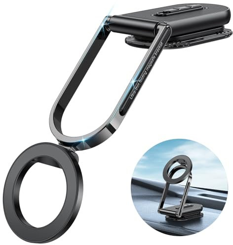 OMOTON Magnet Handy Halterung Auto, [360° Drehbar & Aluminium Arm], Enthält Magnetring, Magnet Halterung Handy Auto für iPhone 17 16 15 14 13 12, Ideal für das Armaturenbrett oder den Schreibtisch