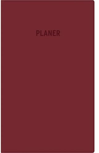 Zettler Taschenplaner 1W/1S bordeaux 2026 – kompakter Timer 9,5 × 16 cm, 64 Seiten, 1 Woche/1 Seite, Kunststoffeinband, mit Adressverzeichnis & Zusatzinfos, FSC-zertifiziert, 3-sprachiges Kalendarium