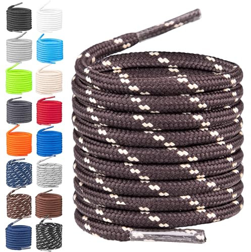 TULMERO Cordones redondos para senderismo, cordones resistentes al desgarro, poliéster resistente, diámetro de 4 mm, marrón / beige, 120cm - 2 Paare