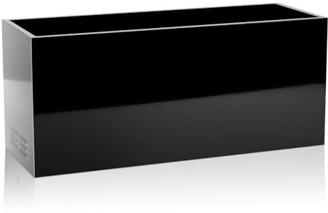 Worth Pflanzkasten aus Metall für den Garten, 76,2 cm L x 27,9 cm B x 33 cm H, glänzend, schwarz, robust, groß, rechteckig, moderner Pflanztopf aus Stahl, für drinnen und draußen, Einsatzplatte mit