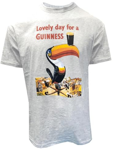 Guinness Lovely Day for a Toucan T-Shirt - Classic Grey Tee, grau, Small